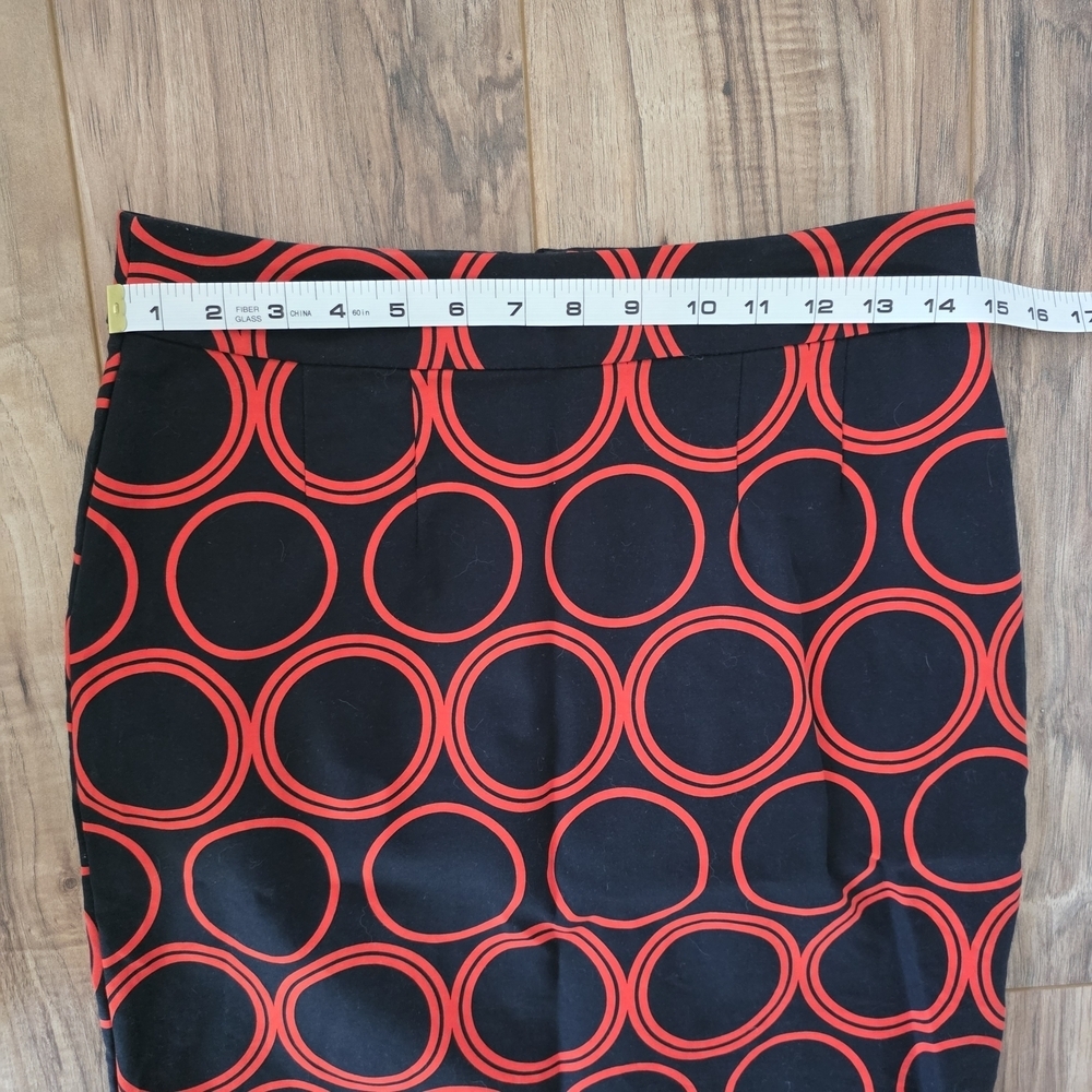 Banana Republic Black and Red Pencil Cotton Blend Skirt Knee-Length Size 2 - Picture 8 of 10